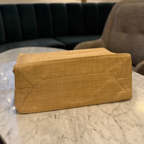 PRADA Straw Tote in Natural Yellow with Brown Logo - Picture 4 of 6